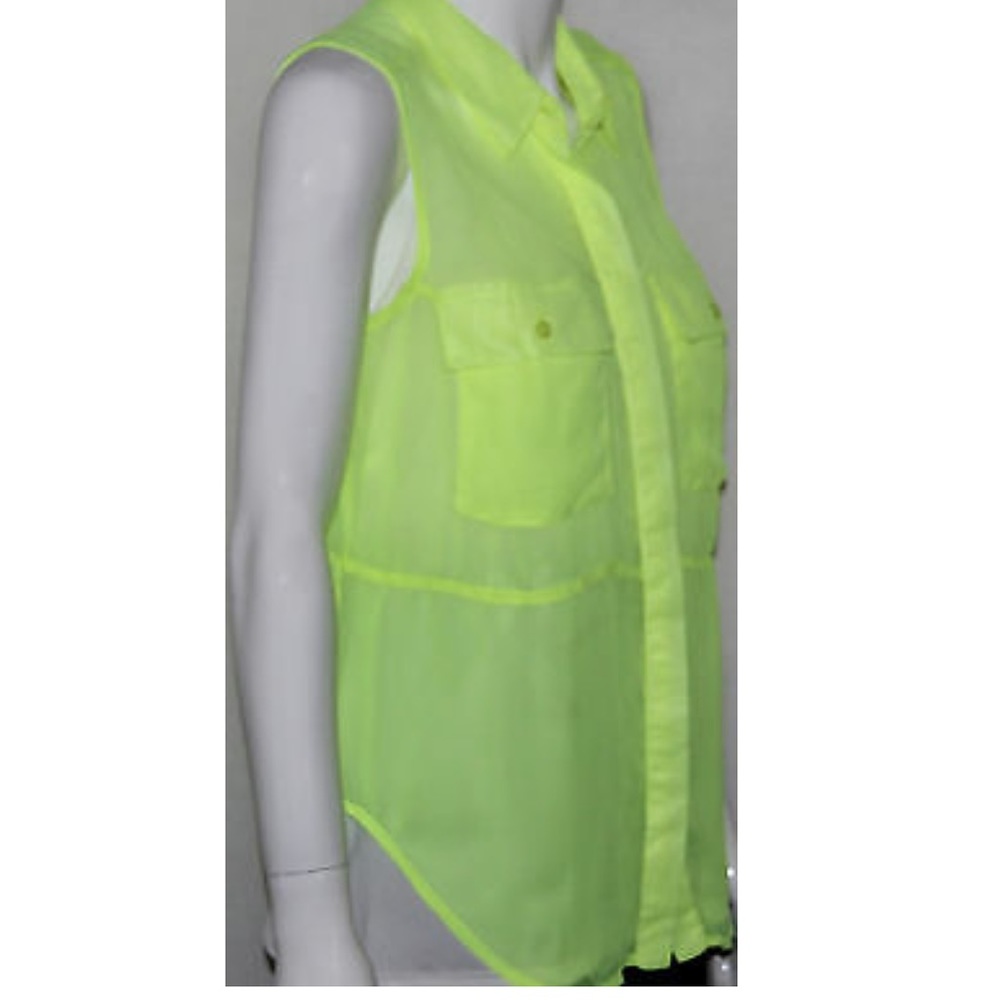 Neon Yellow Sheer Blouse - Picture 5 of 8